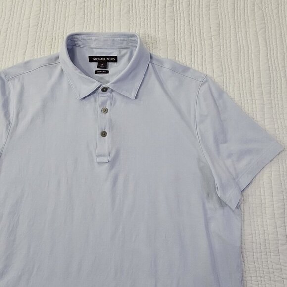 Michael Kors Stretch Pima Cotton Shirt Men's M Lilac Purple Short Sleeve EUC LN - Picture 3 of 13